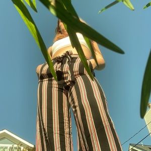 long black and red striped dress pants with tie from Forever 21